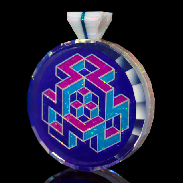 Faceted 3D Isometric Dichro & Opal Pendant