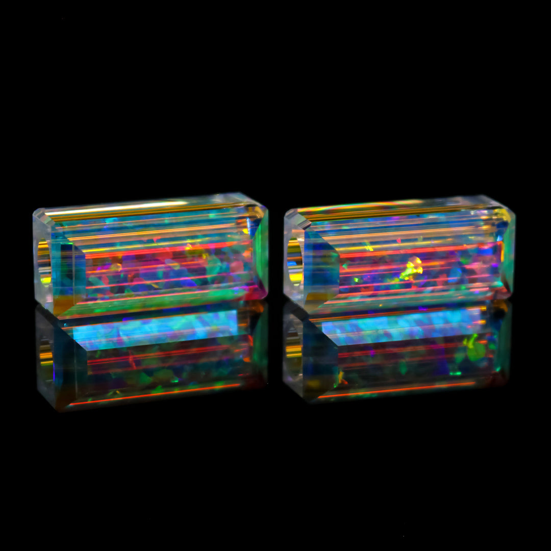 Faceted Dichro & Opal Bead Set (L)