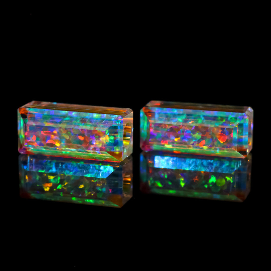 Faceted Dichro & Opal Bead Set (L)