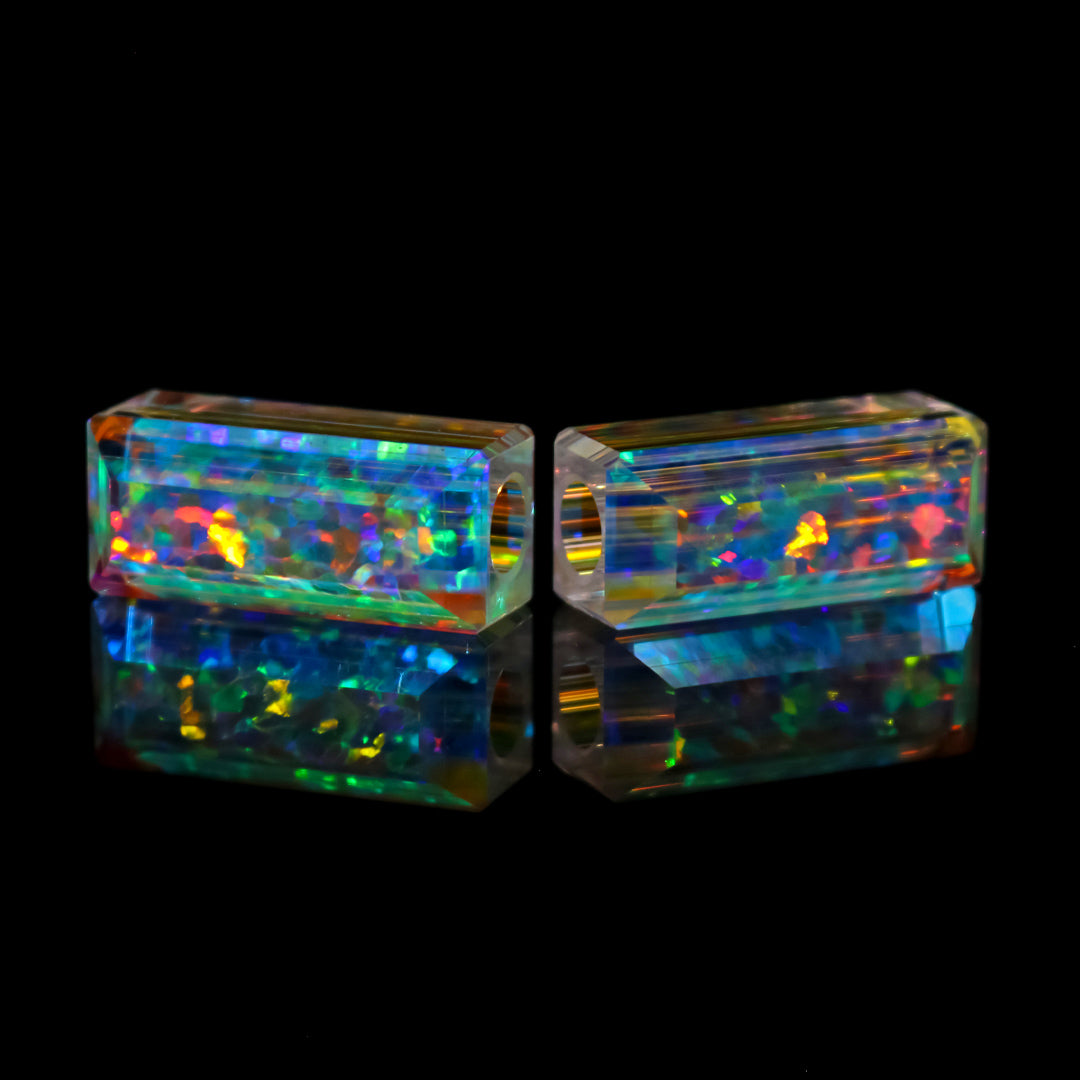 Faceted Dichro & Opal Bead Set (L)