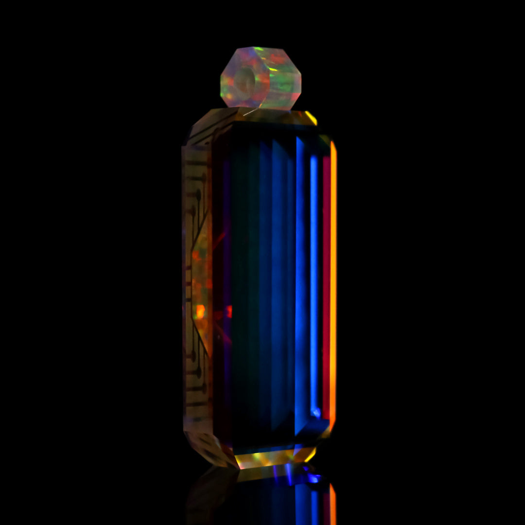 Faceted Dichro Infinity Stick Opal Pendant