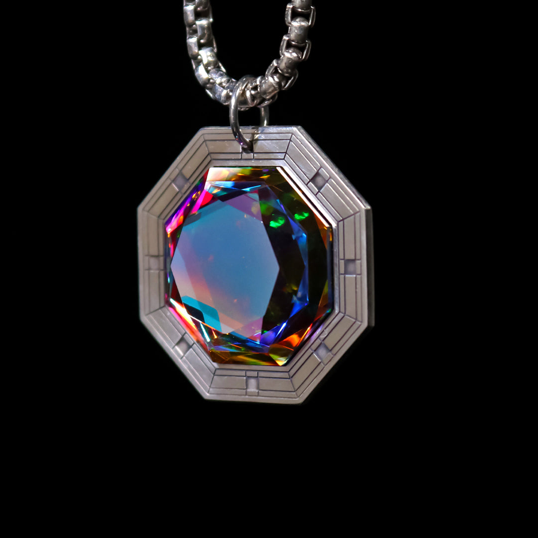Silver Octogon Opal Amulet