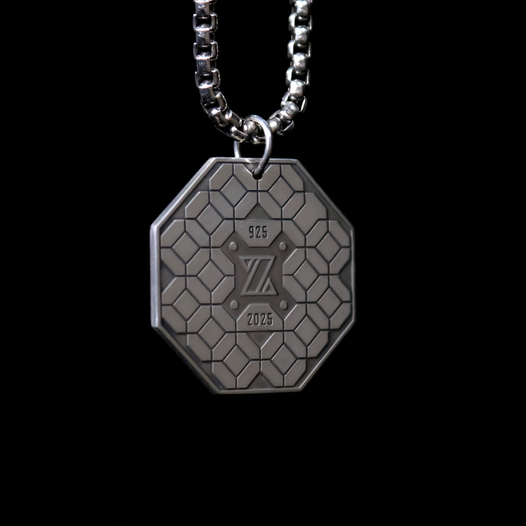 Silver Octogon Opal Amulet