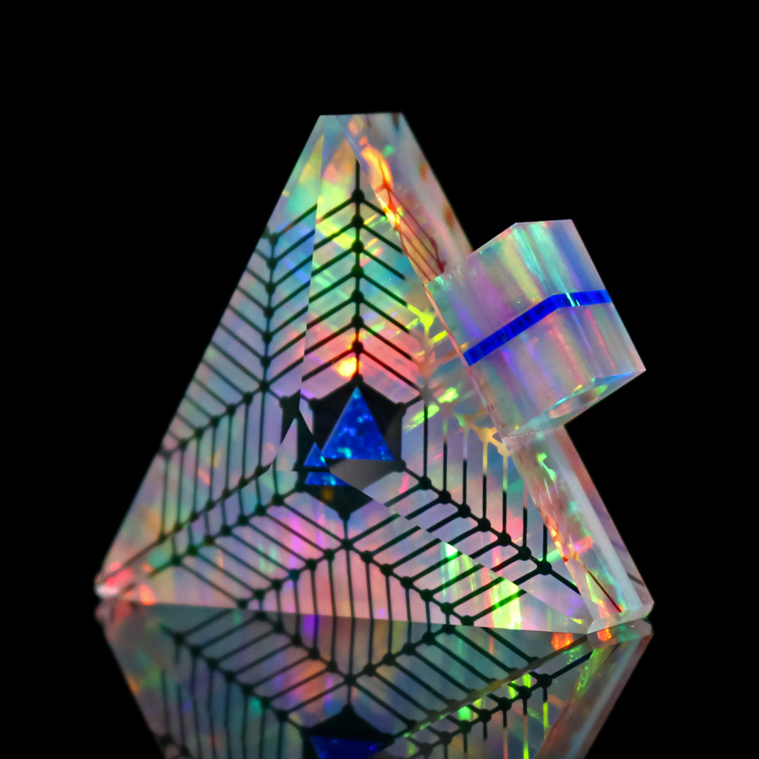 Faceted Opal Fire Triangle Pendant