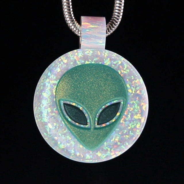 3D Alien Opal Inlay Pendant