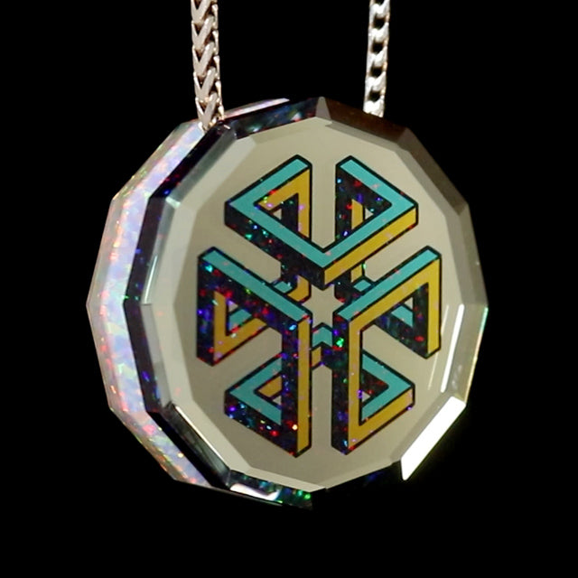 Faceted Isometric Infinity Cube Pendant