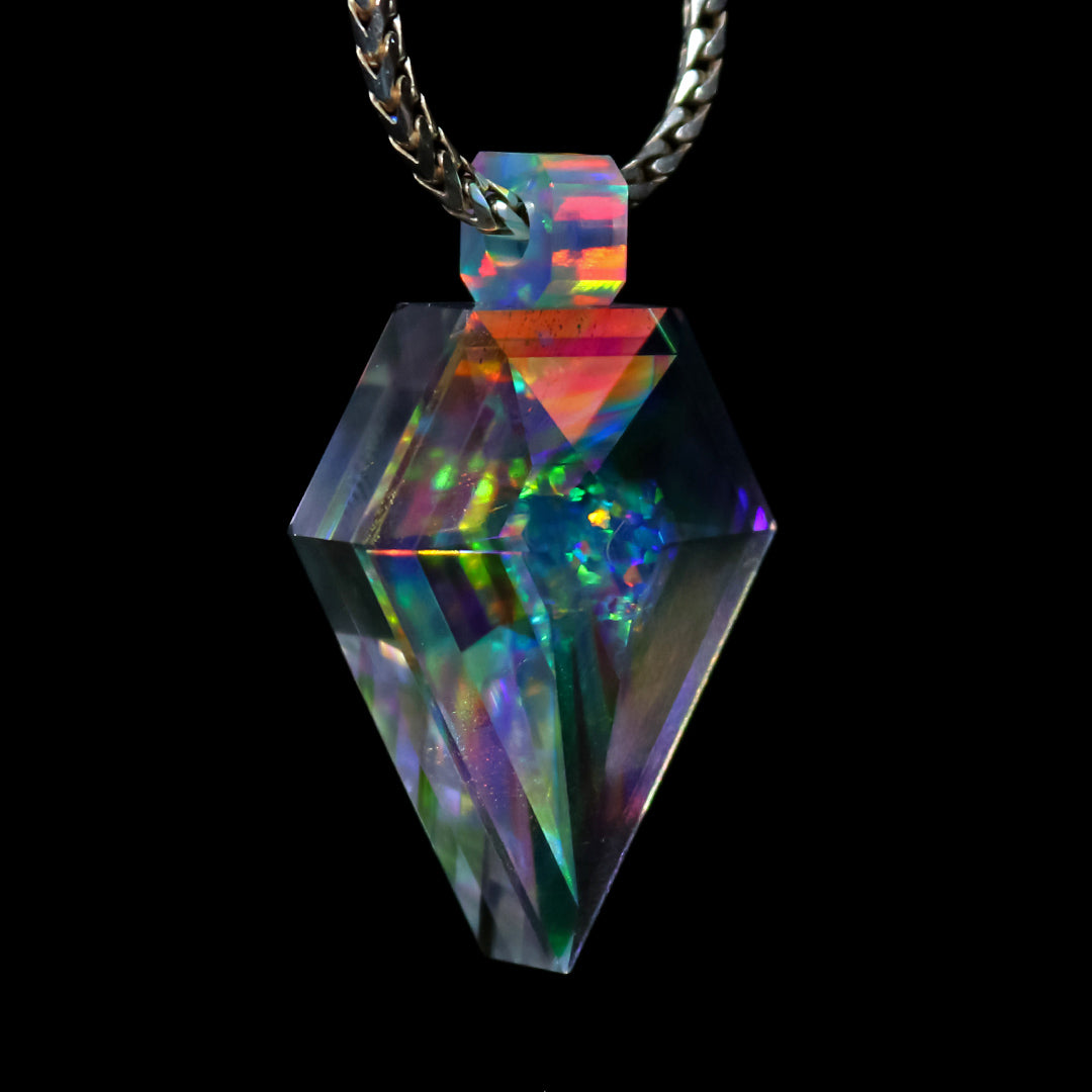 Faceted Dichro Opal Gem Pendant