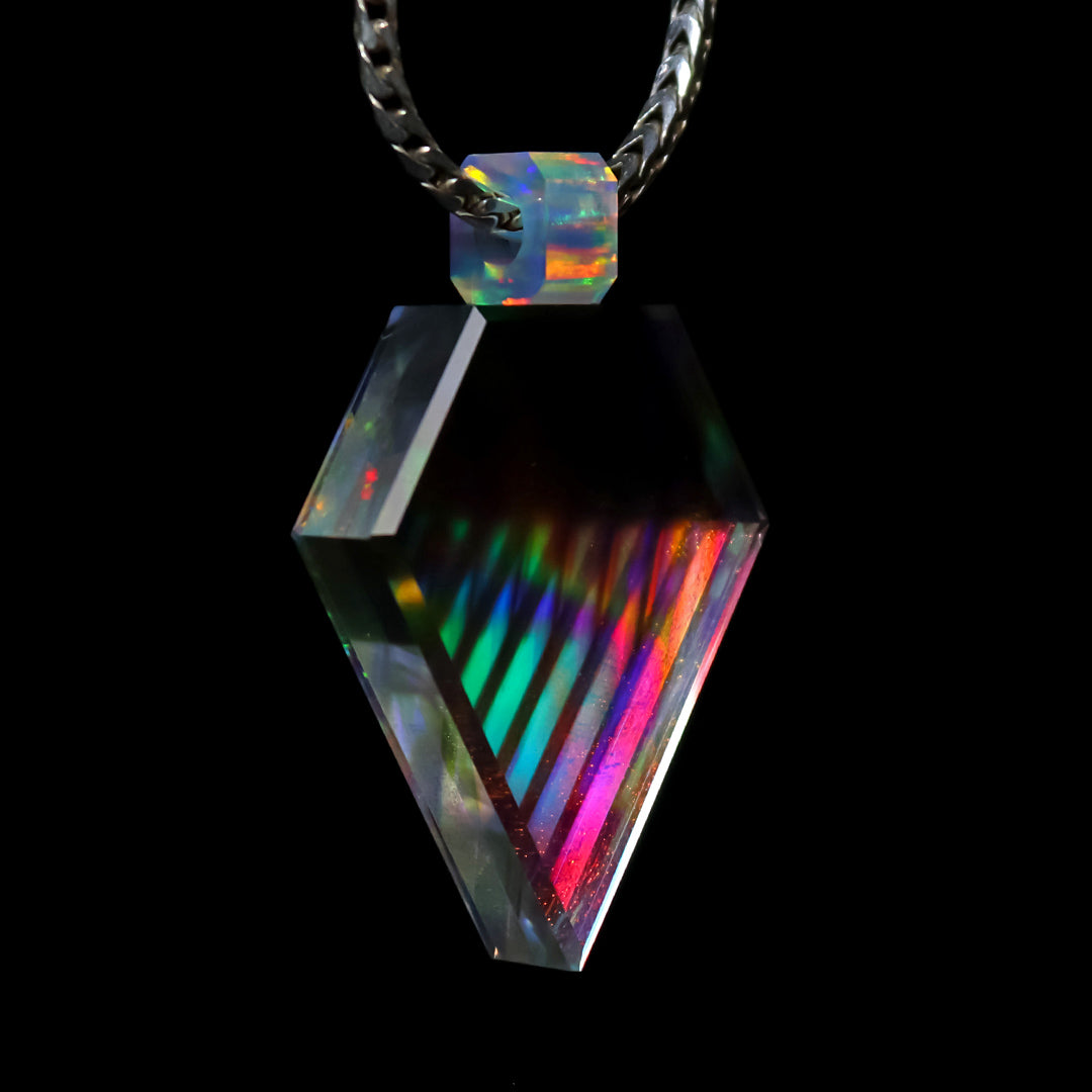 Faceted Dichro Opal Gem Pendant