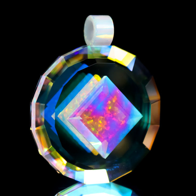 Faceted Diamond Dichro Infinity Pendant