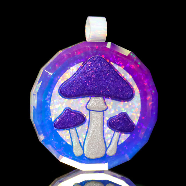 Faceted 3D Mushroom Cluster Inlay Pendant
