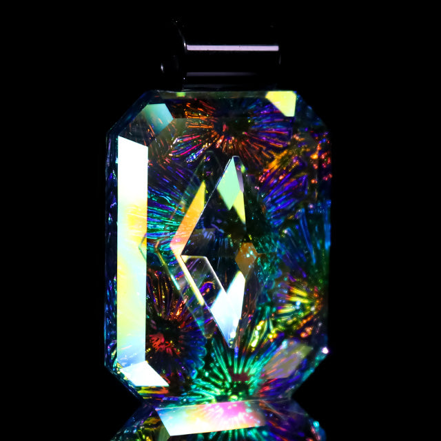 Faceted Diamond Dichro Tablet Pendant