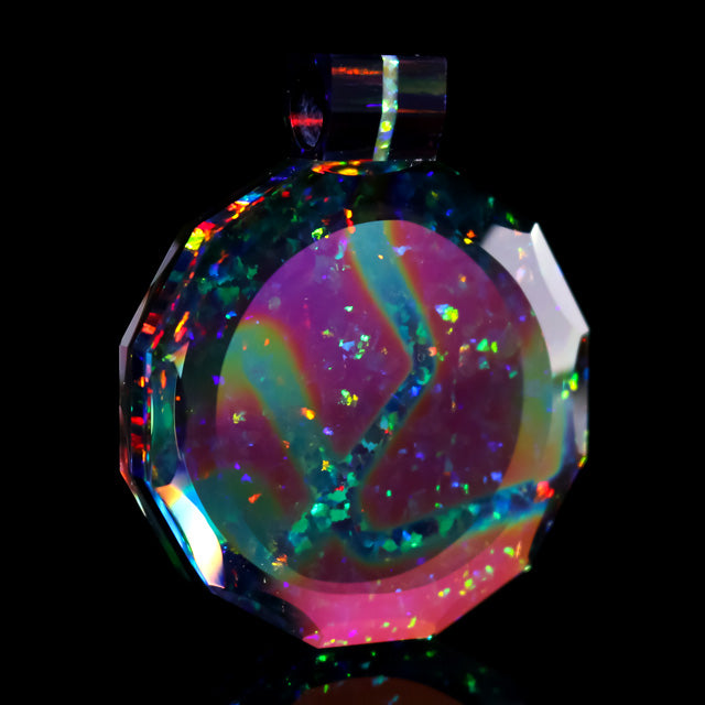 Faceted Cosmic Dust Opal Pendant