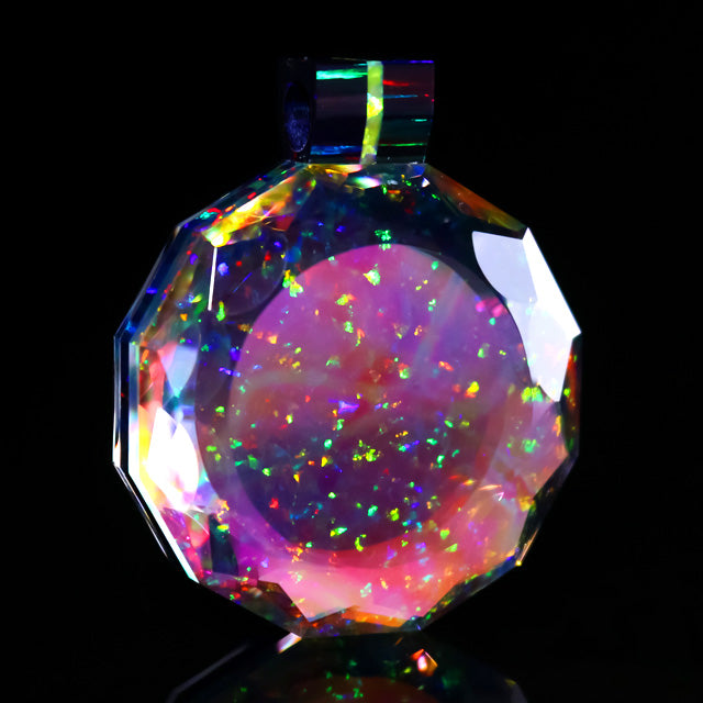 Faceted Cosmic Dust Opal Pendant