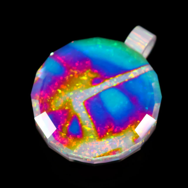 Faceted Cosmic Dust Opal Pendant
