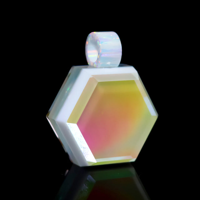 Faceted Dichro and Opal Hexagon Pendant