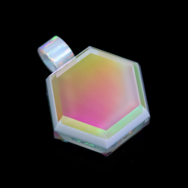 Faceted Dichro and Opal Hexagon Pendant