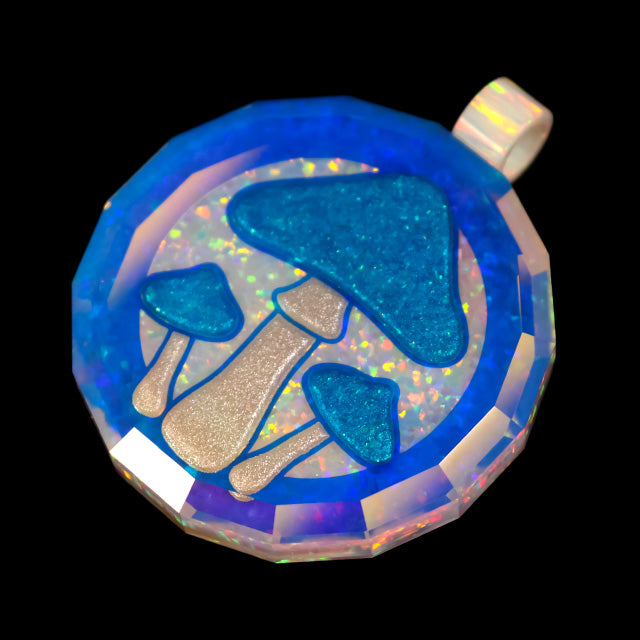 Faceted 3D Mushroom Inlay Pendant