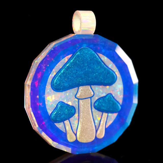 Faceted 3D Mushroom Inlay Pendant