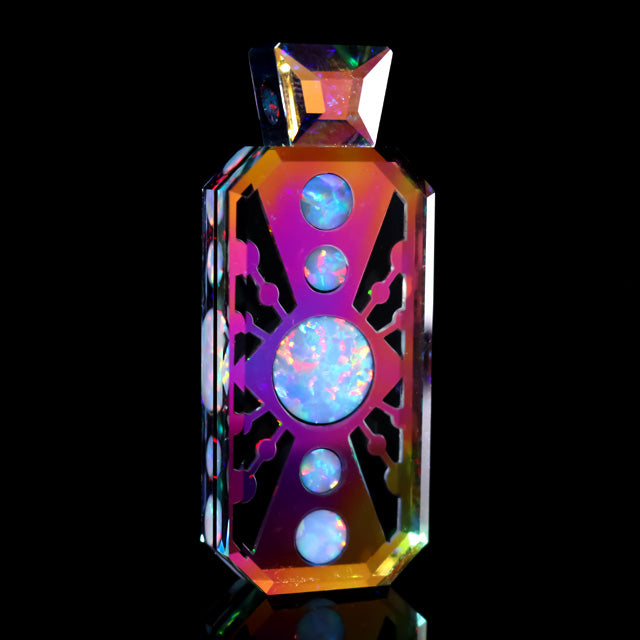 Faceted Nebula Dust Socketed Opal Tablet Pendant