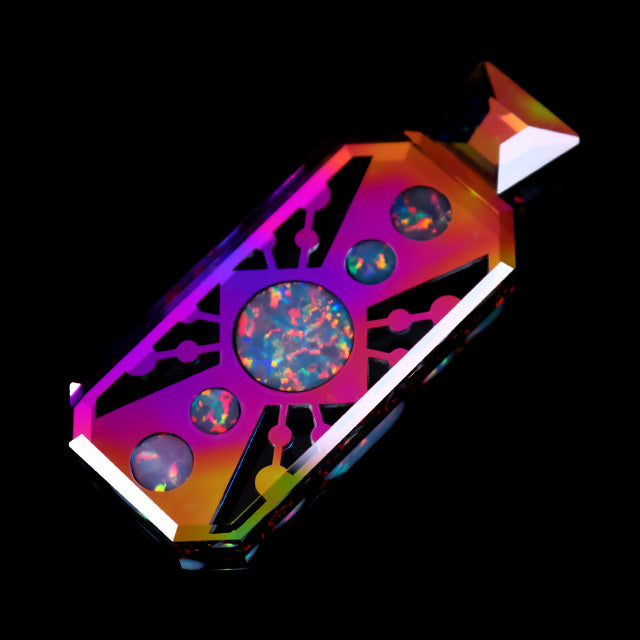 Faceted Nebula Dust Socketed Opal Tablet Pendant