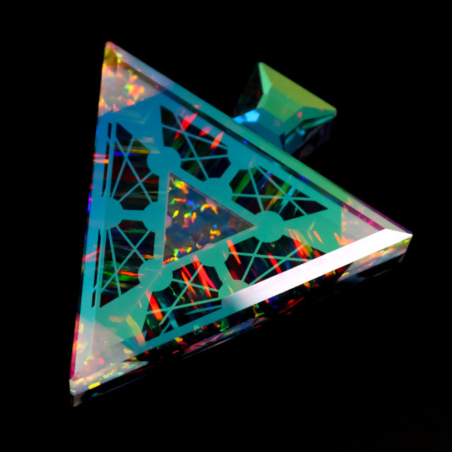 Quantum Core Faceted Opal Triangle Pendant