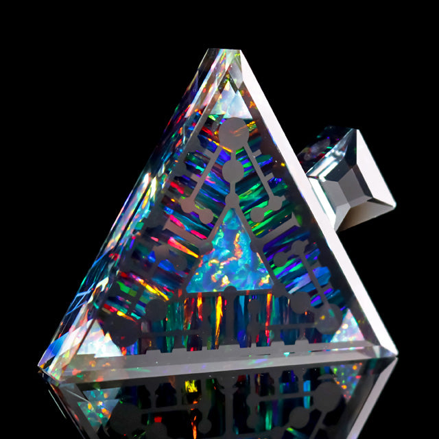 Quantum Core Faceted Opal Triangle Pendant