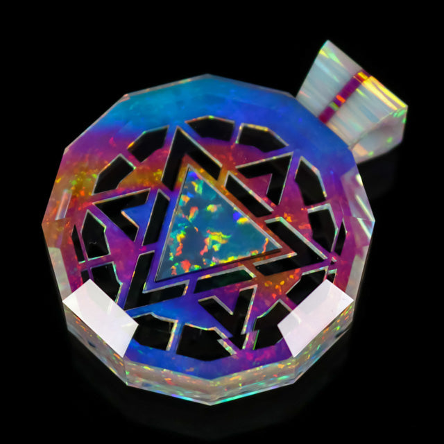 Faceted Merkaba Dichro Pendant
