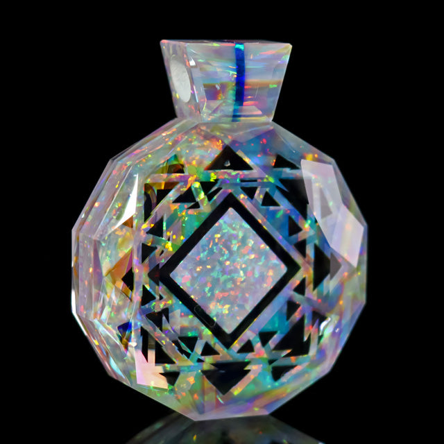 Faceted Floating Opal Dichro Pendant