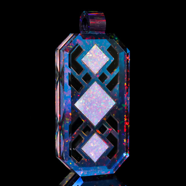Faceted Diamond Opal Tablet Pendant