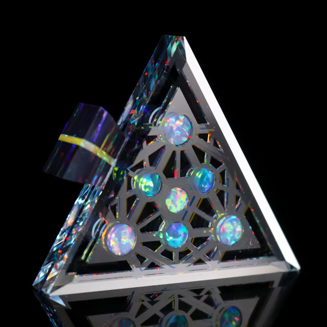 Faceted Gold & Silver Socketed Opal Triangle Pendant