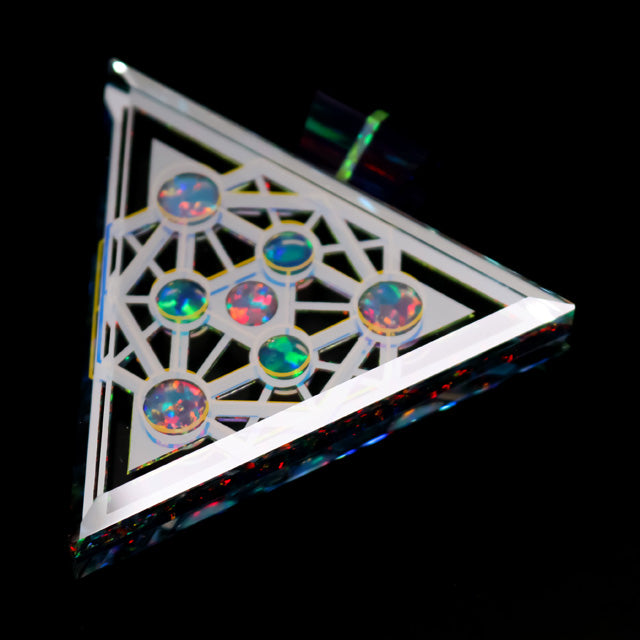 Faceted Gold & Silver Socketed Opal Triangle Pendant