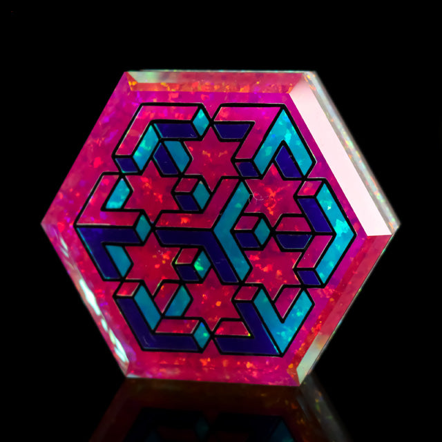 Faceted Hexagon Isometric Geometry Pendant
