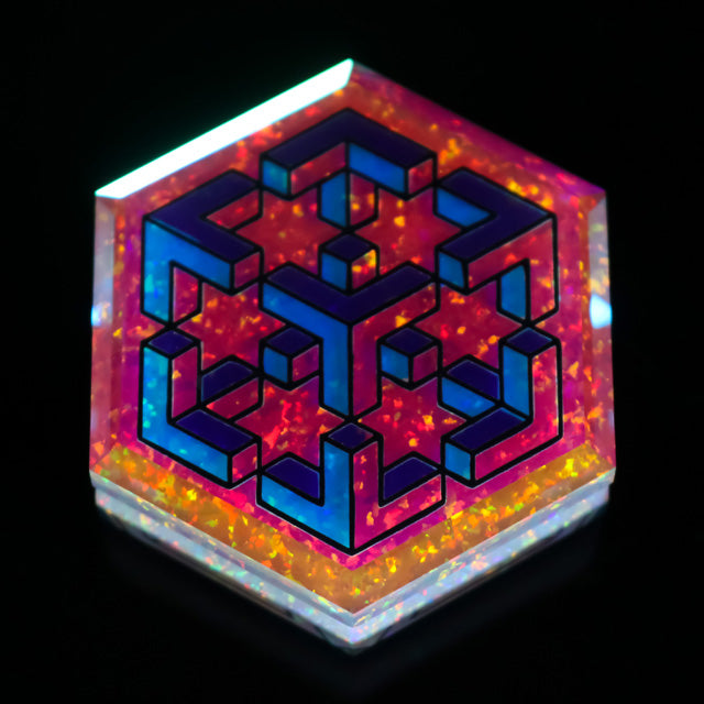 Faceted Hexagon Isometric Geometry Pendant