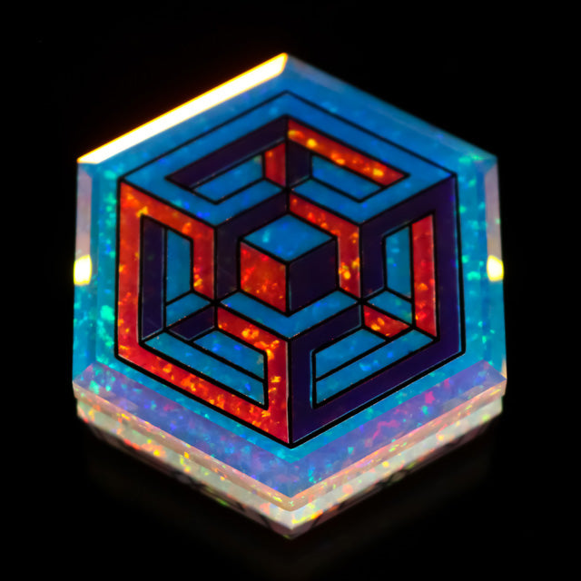 Faceted Hexagon Isometric Geometry Pendant