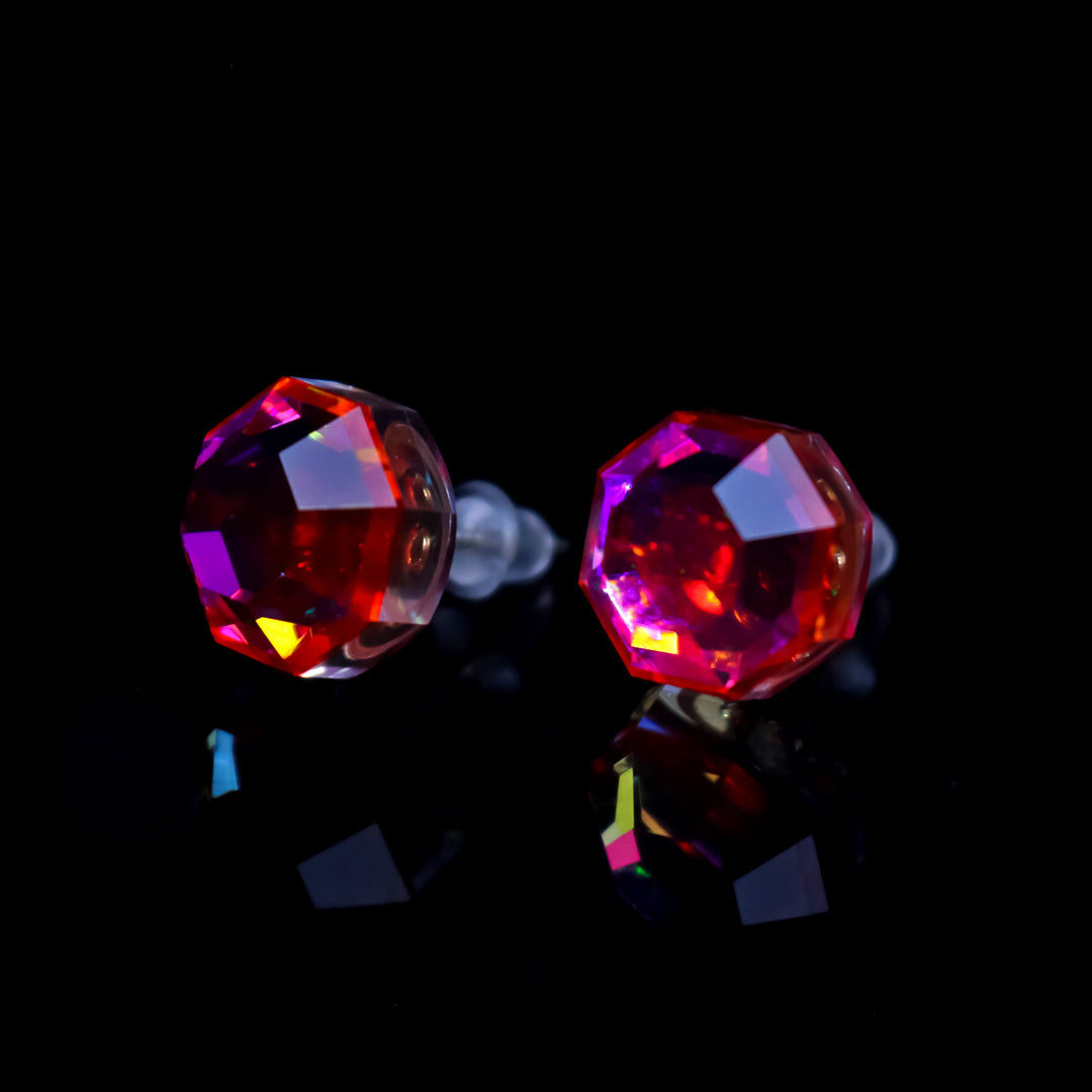 Faceted Purple Ruby Opal Stud Earrings