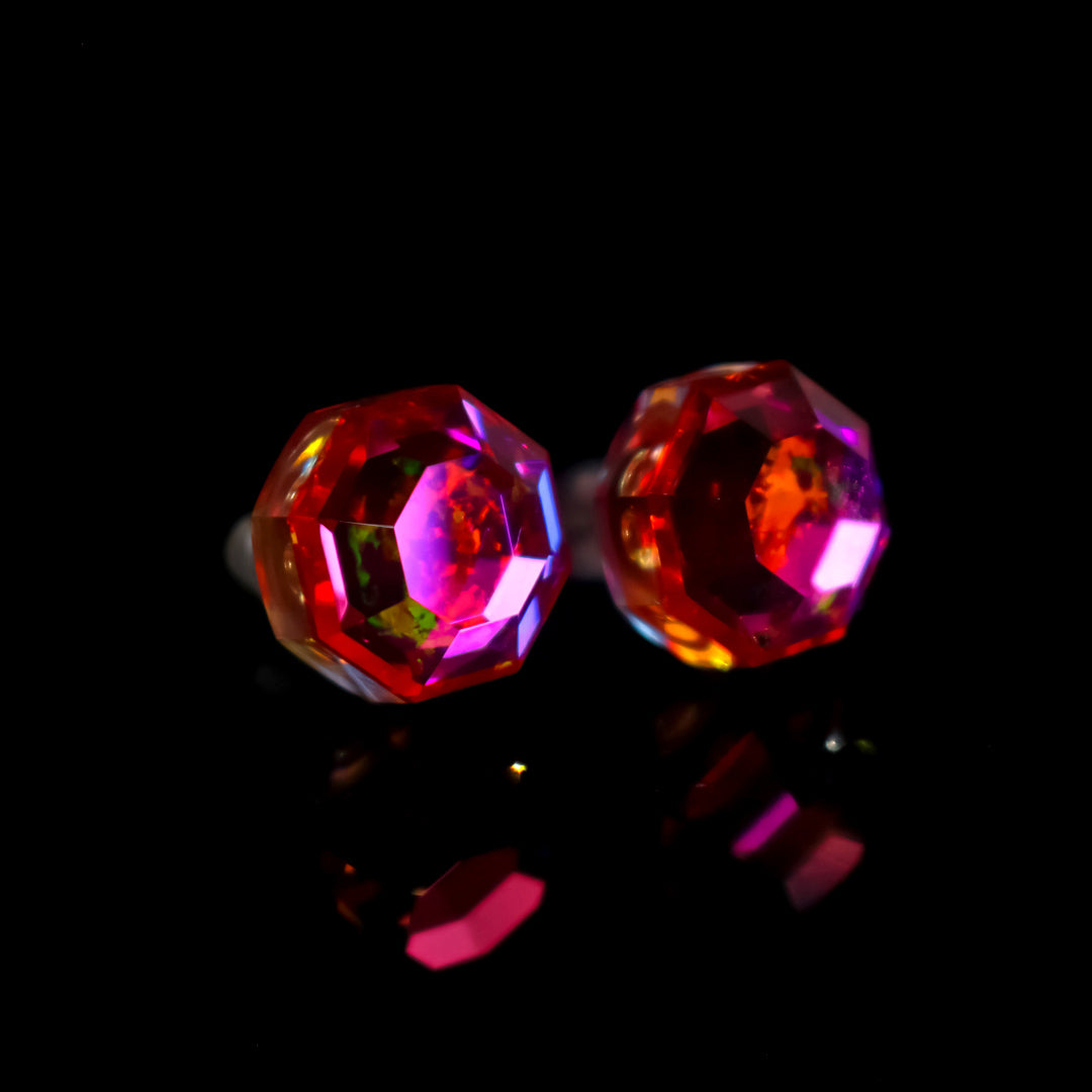 Faceted Purple Ruby Opal Stud Earrings