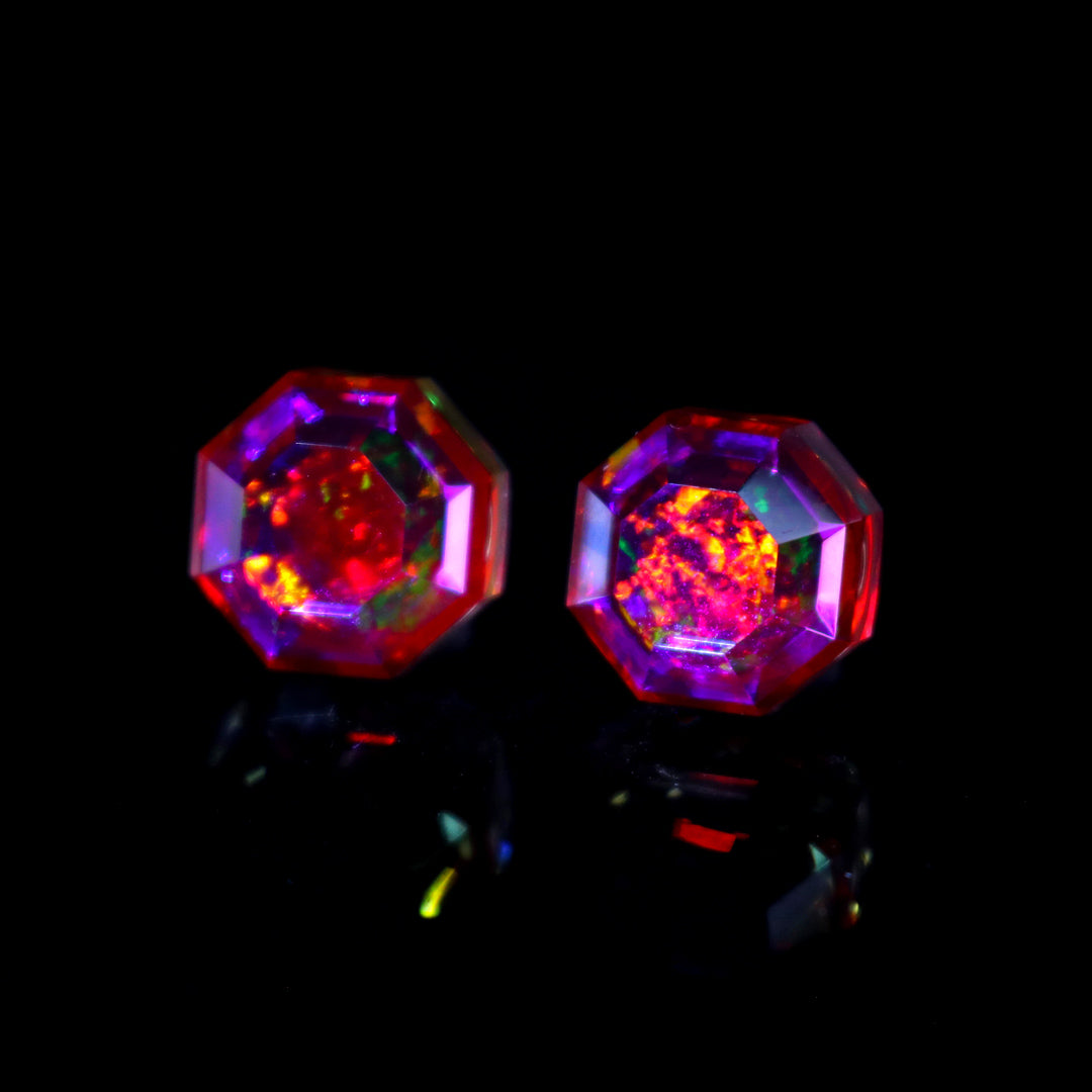 Faceted Purple Ruby Opal Stud Earrings