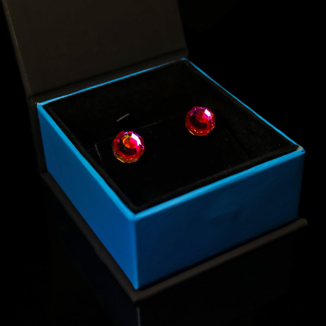 Faceted Purple Ruby Opal Stud Earrings