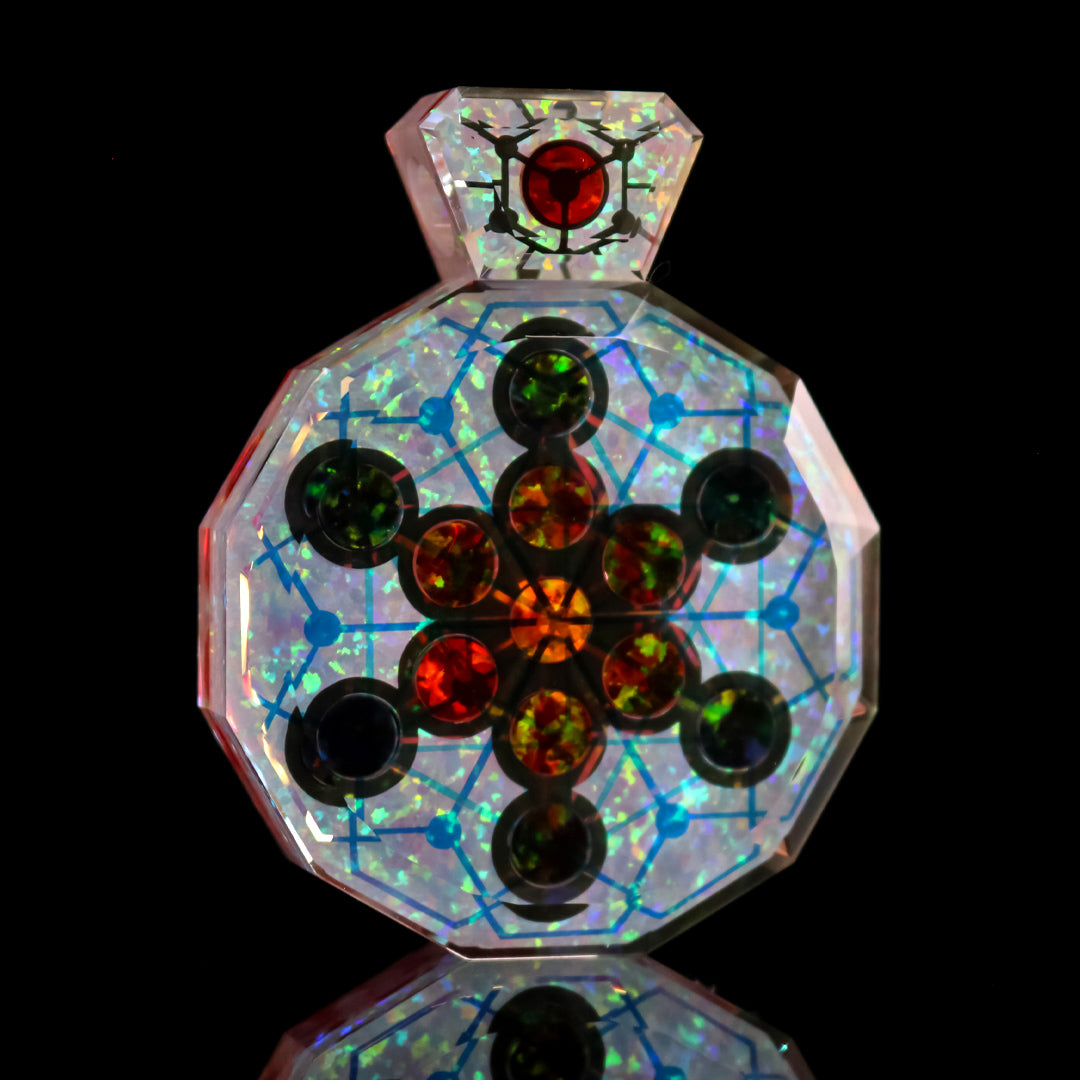 Socketed Ruby Opal Metatrons Cube Pendant