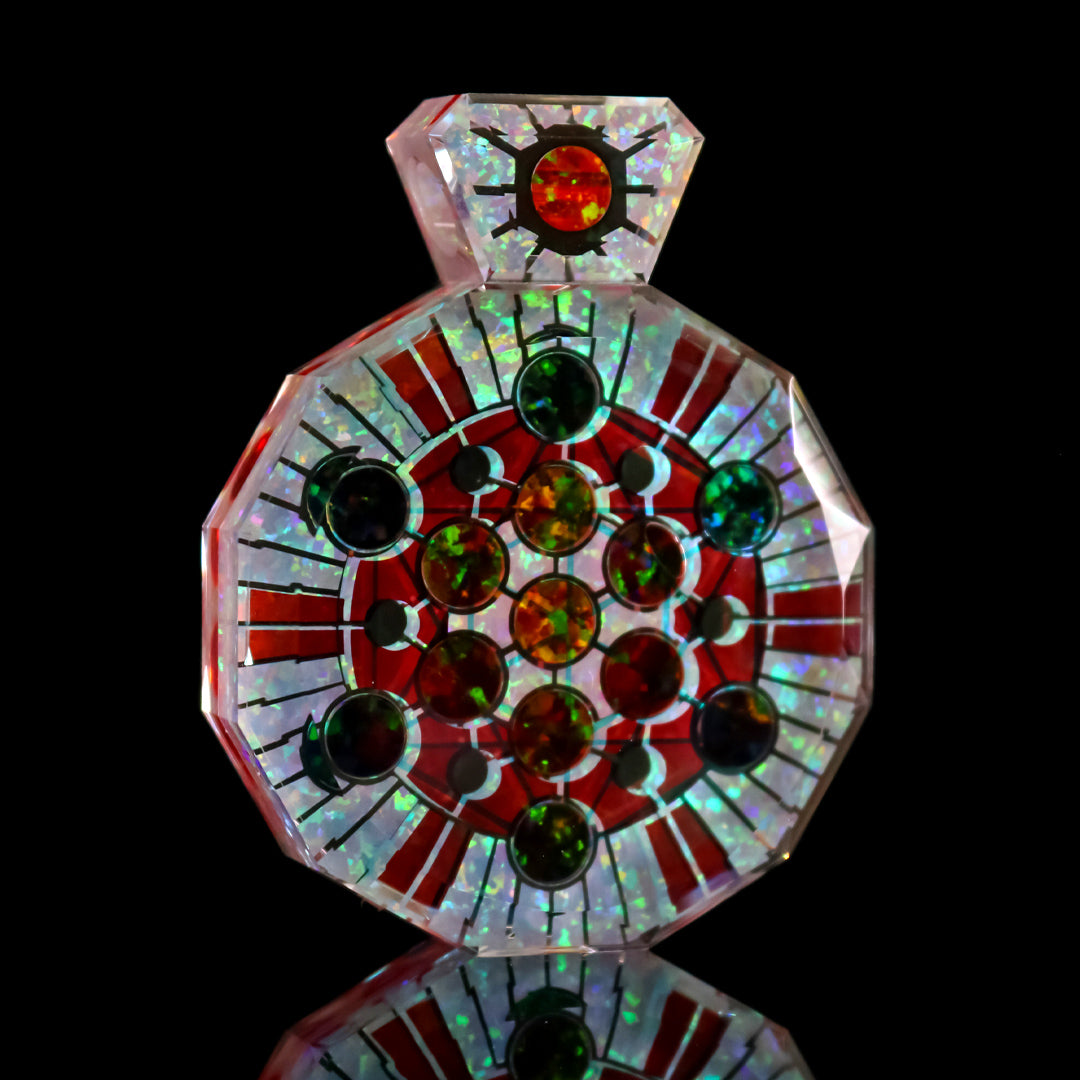 Socketed Ruby Opal Metatrons Cube Pendant