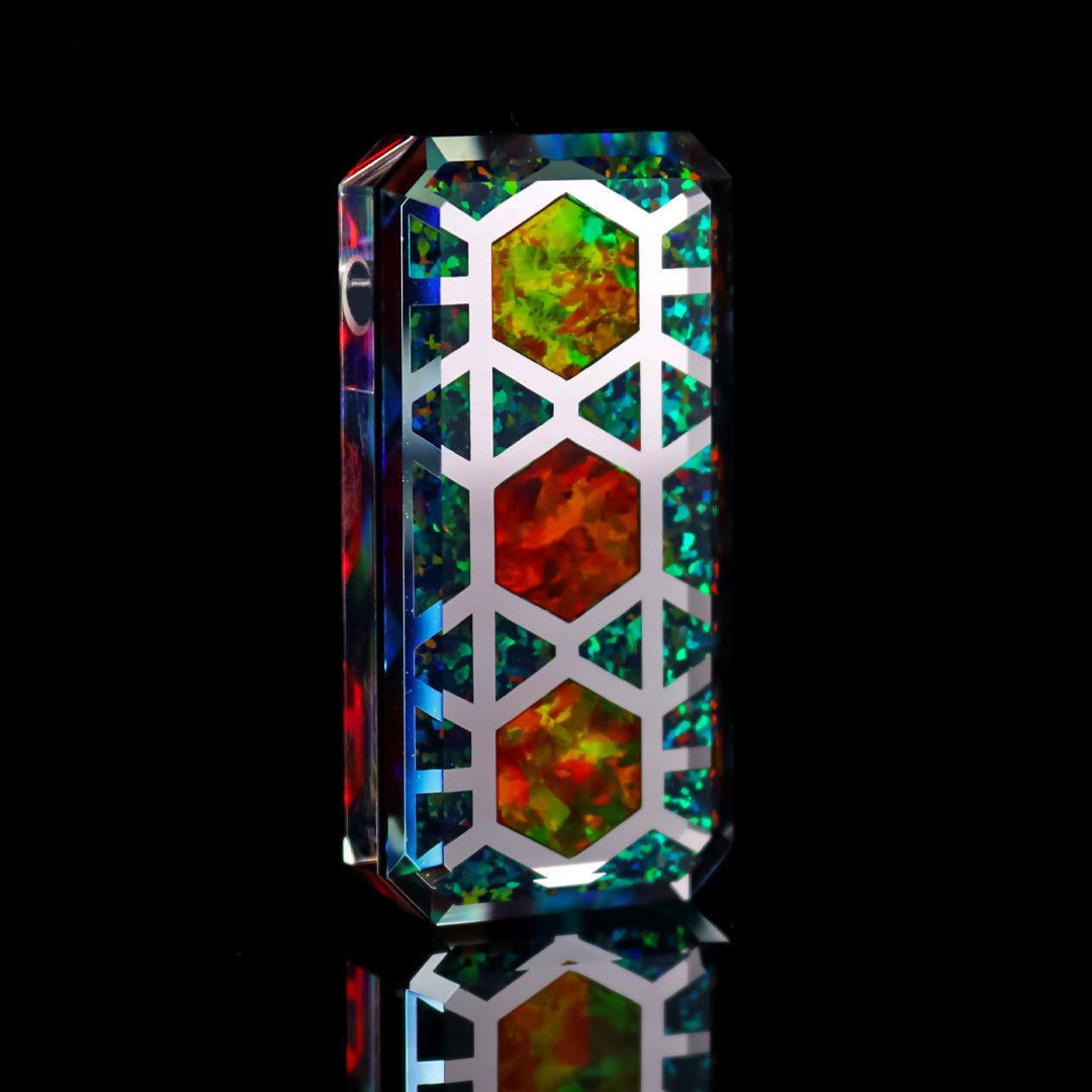 Faceted Socketed UV Ruby Opal Tablet – KravinGlass