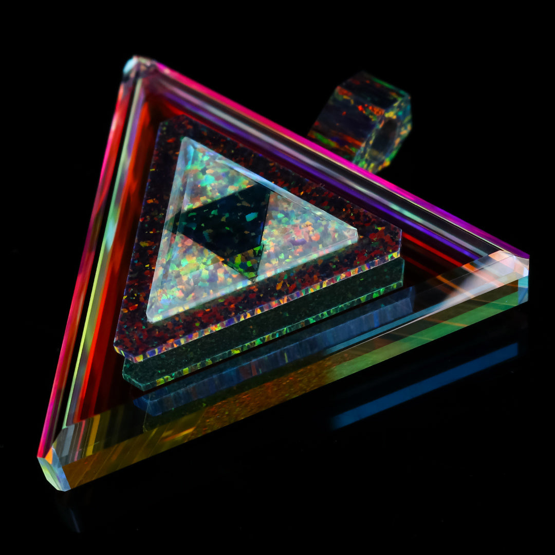 Opal Reactor Dichro Infinity Triangle Pendant