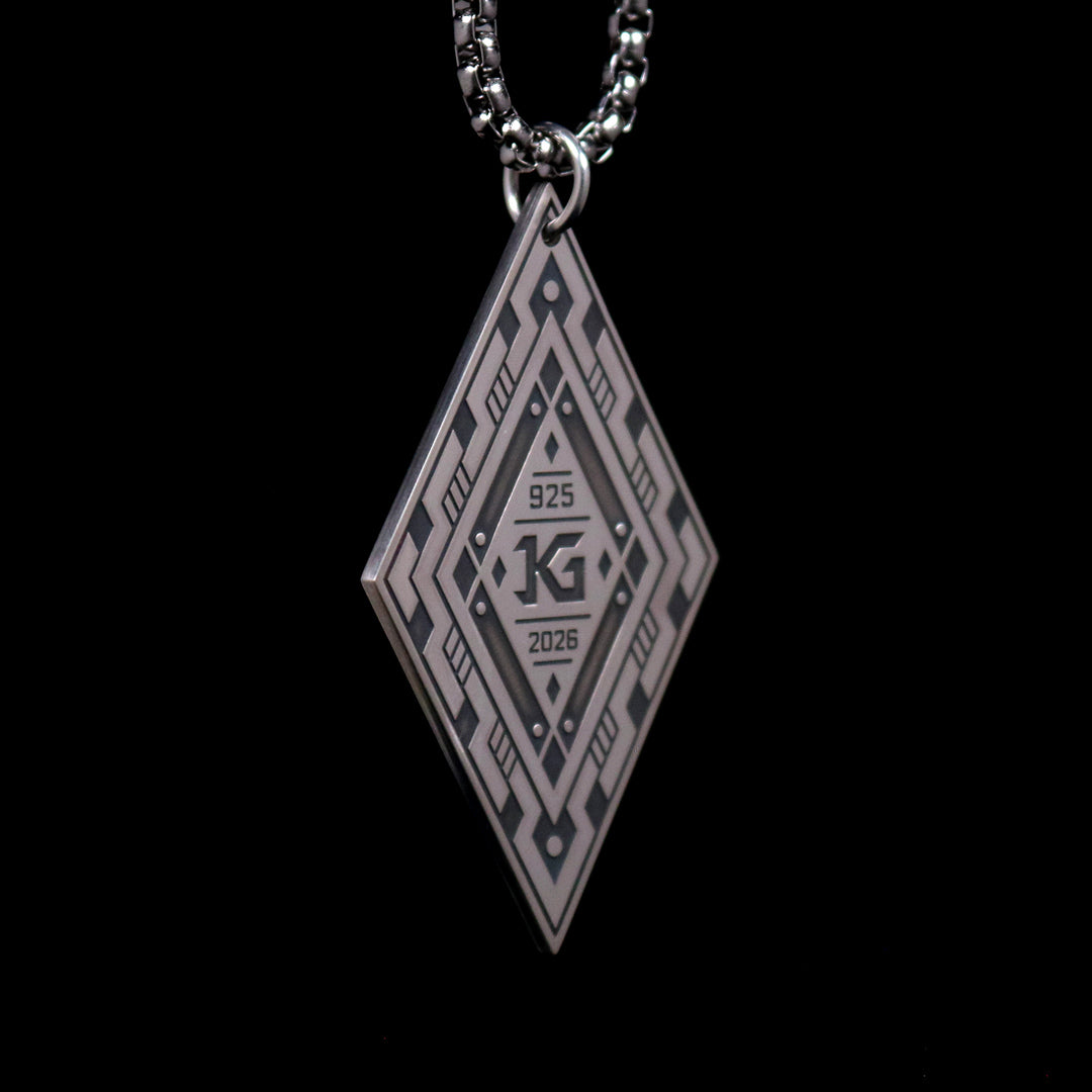 Silver Deco Diamond Opal Pendant