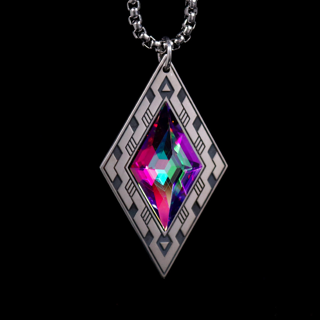 Silver Deco Diamond Opal Pendant
