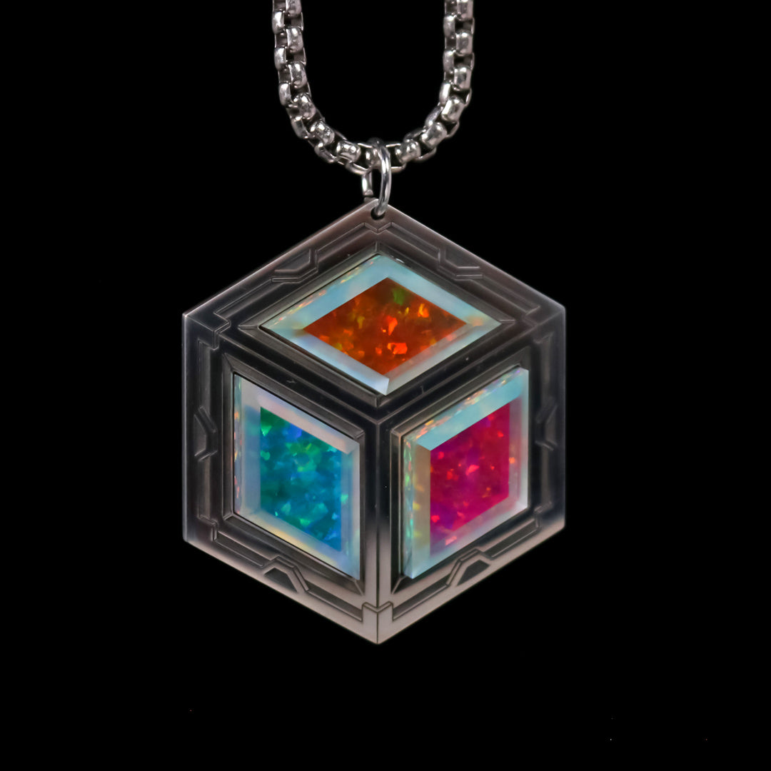 Silver IsoCube Socketed Opal Pendant
