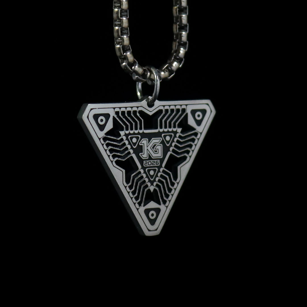 Silver Quantum Tech Triangle Pendant