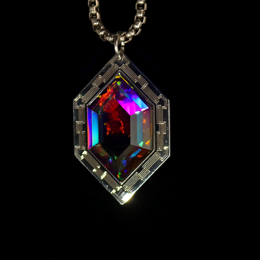 Silver Rupee Opal Gem Pendant