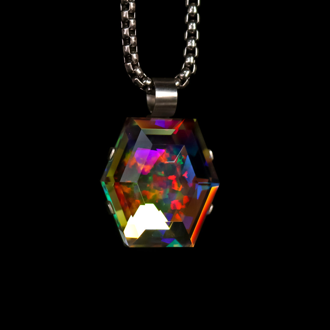 Silver Setting Hexagram Opal Pendant