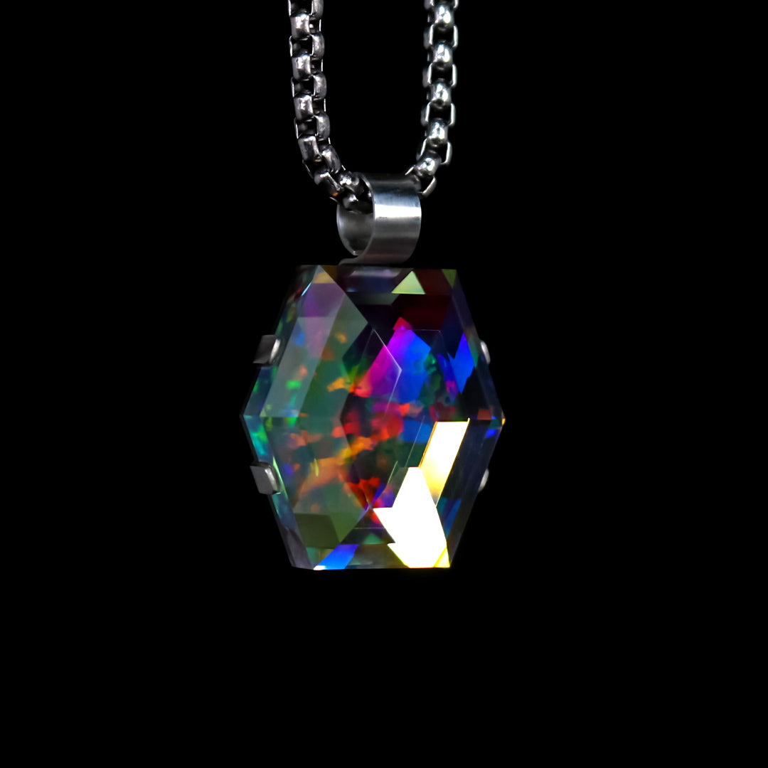 Silver Setting Hexagram Opal Pendant
