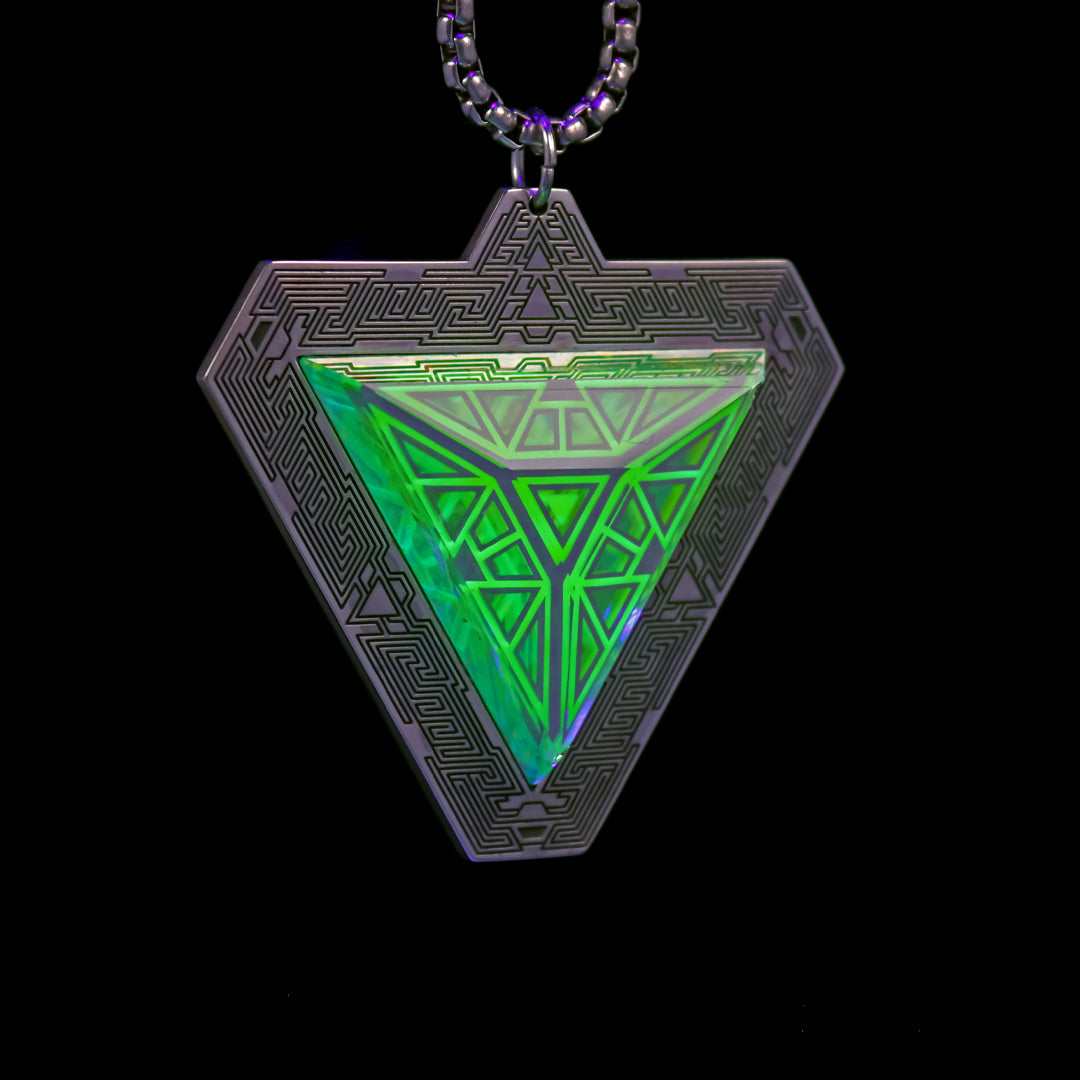 Silver UV Opal Triangle Pendant